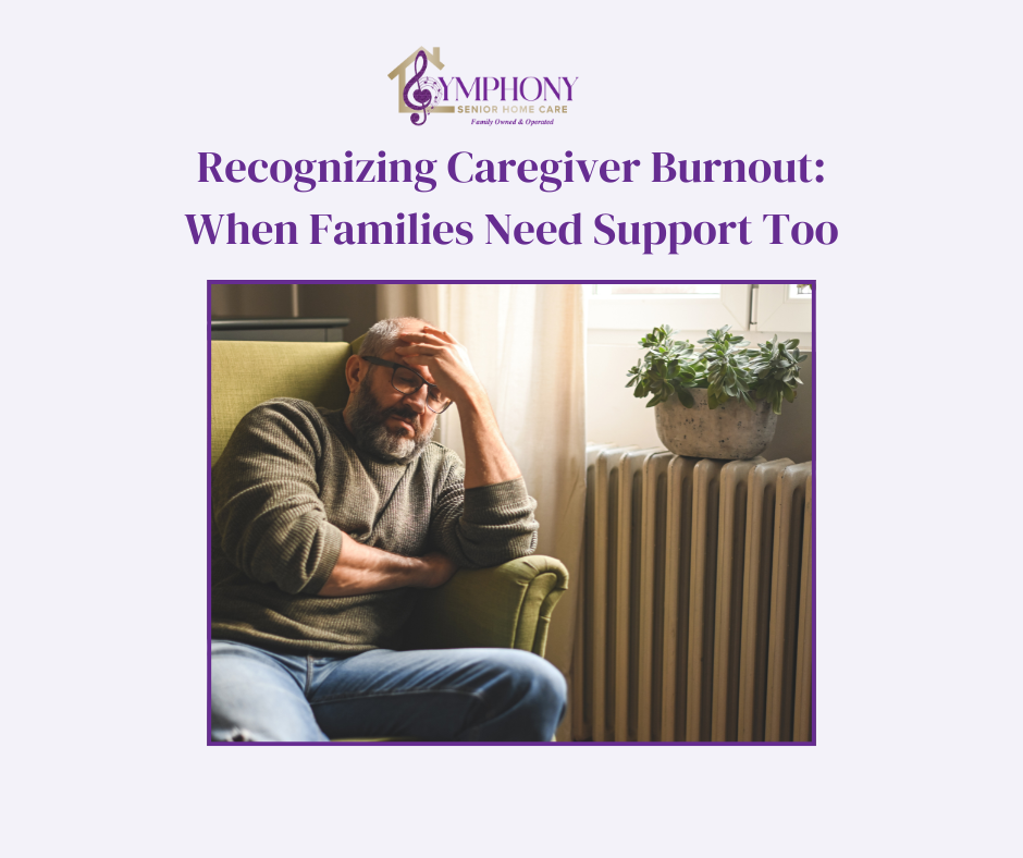 Middle-aged man resting in a chair by a window, looking exhausted after caregiving duties