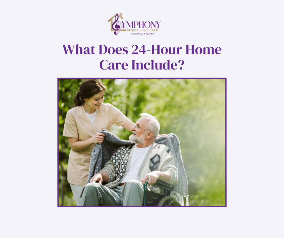 Caregiver placing a blanket on an elderly man’s shoulders during a peaceful outdoor walk