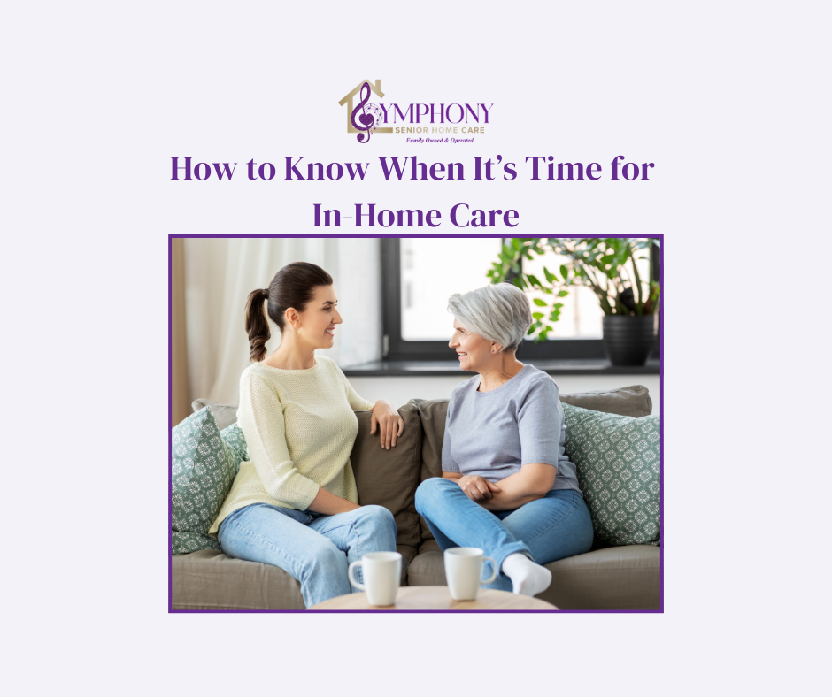 Adult child talking with aging parent at home — signs your aging parent needs home care