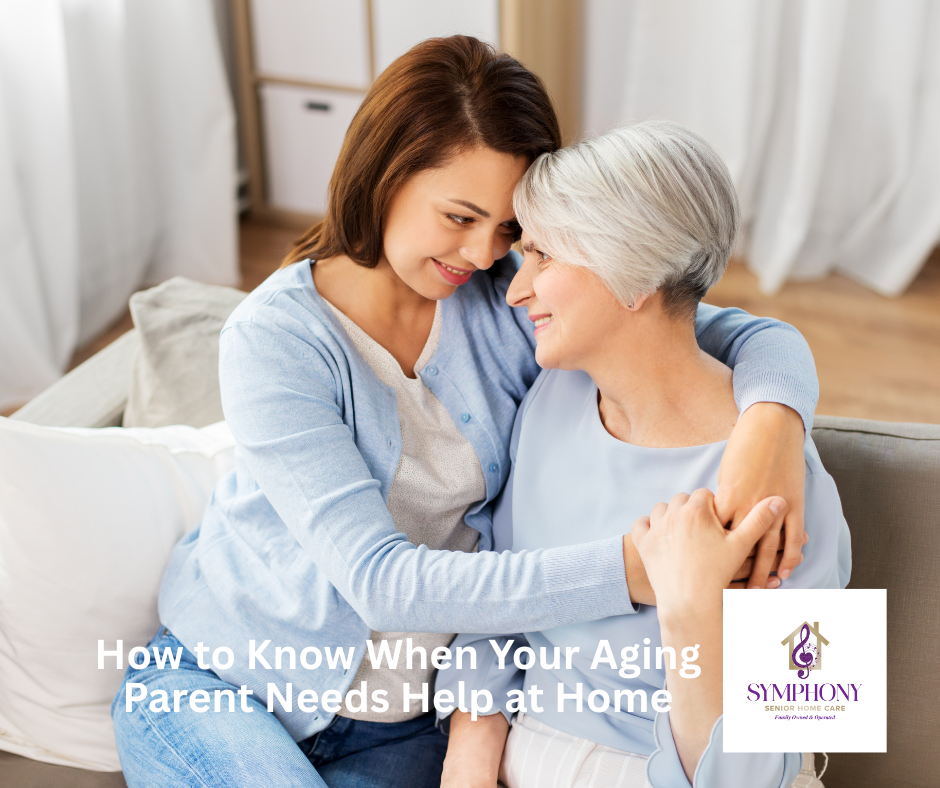 Adult daughter talking with her aging mother about getting additional help at home